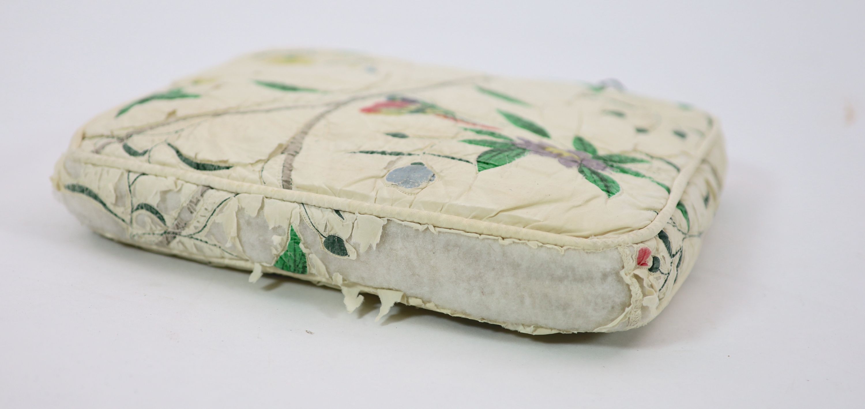 A small embroidered cushion, previously owned by Duke & Duchess Windsor 28 x 28cm.
